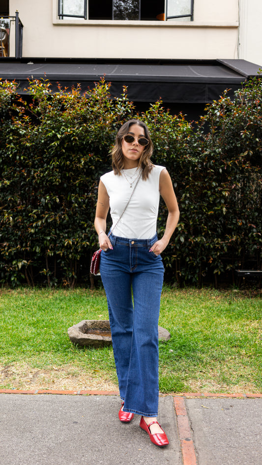 Jeans Flare Azul Medio