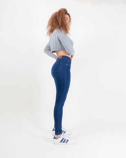 Jeans Skinny Piel Durazno - Azul Oscuro