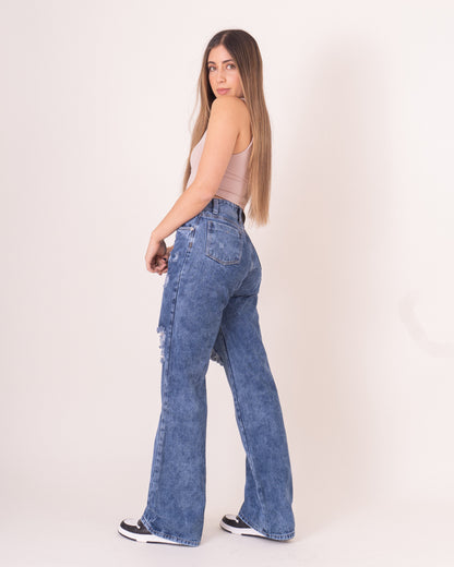 Jeans Wide leg - Azul Medio Frost