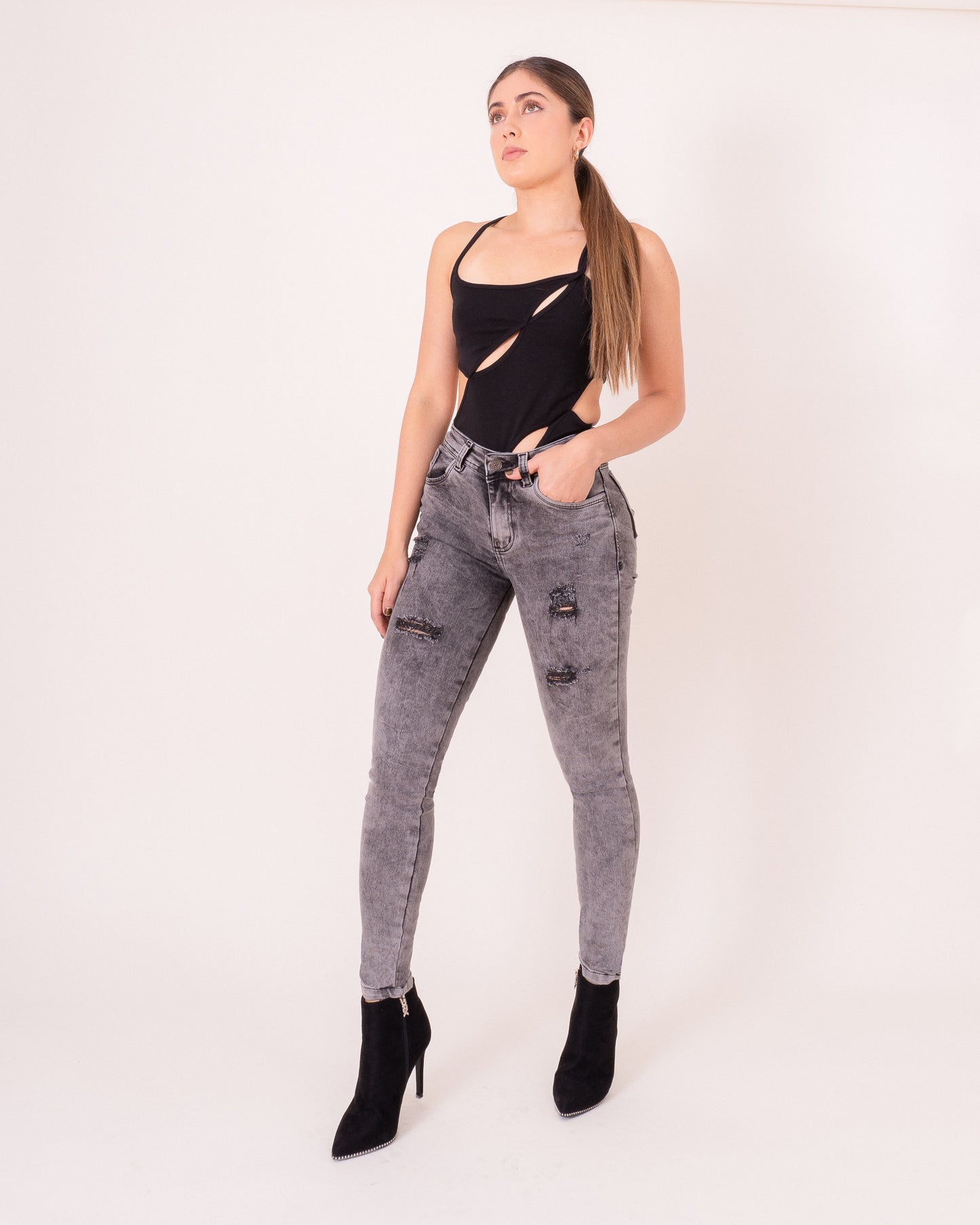 Jeans Skinny Piel Durazno - Gris R