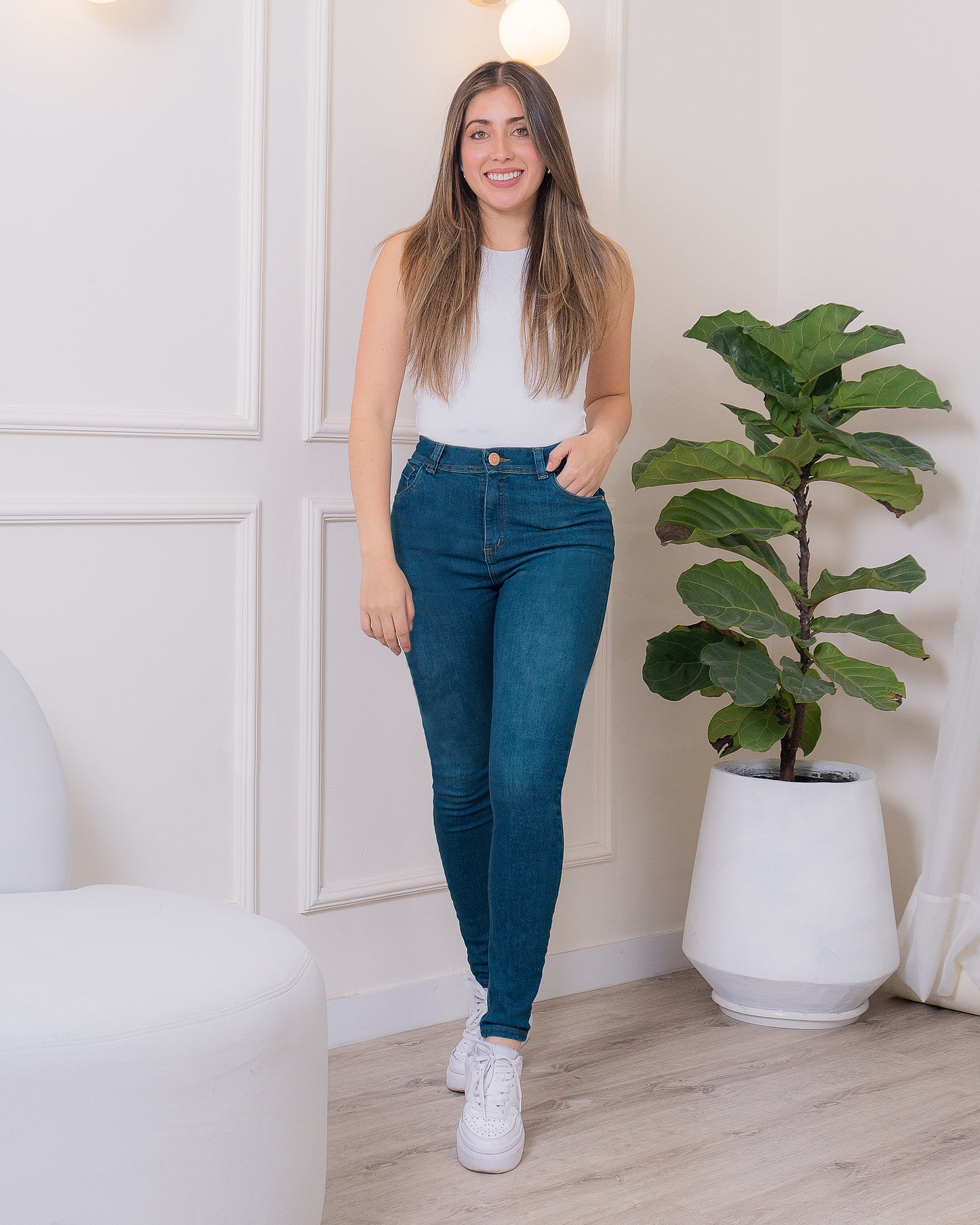 Jeans Skinny Europeo - Azul Medio Matizado