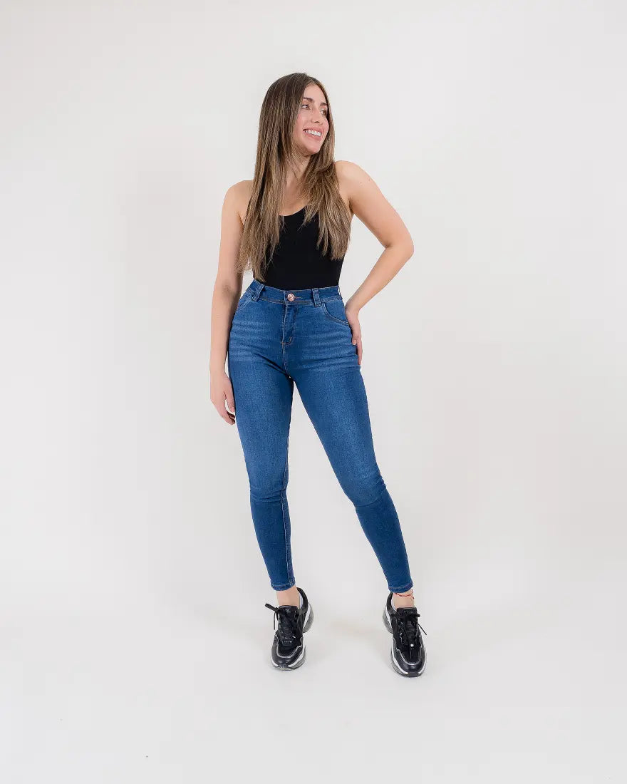 Jeans Skinny Europeo - Medio Azul Desgastado