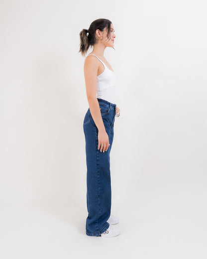 Jeans Wideleg - Medio Azul Oscuro