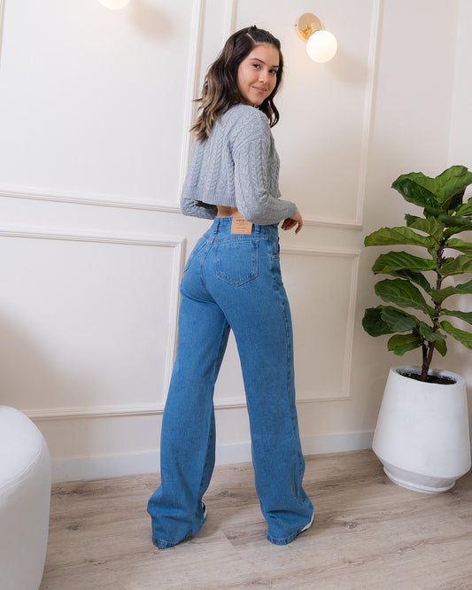 Jeans Wideleg - Medio Azul Claro