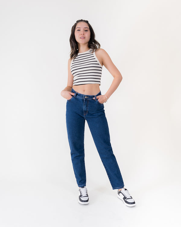 Jean Mom Fit Azul Medio