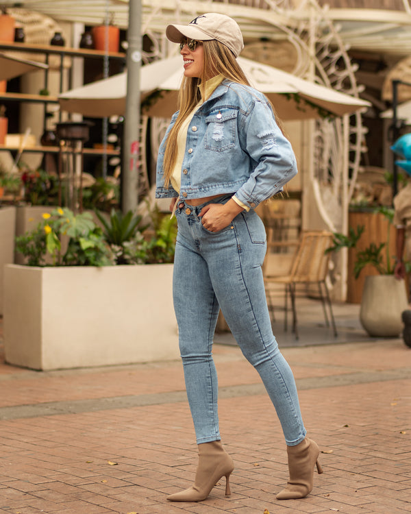 Jeans Skinny Americano Azul Medio Claro Frost