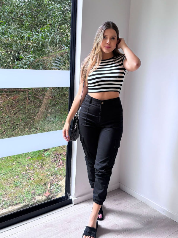 Jogger Cargo en Drill Tono Negro