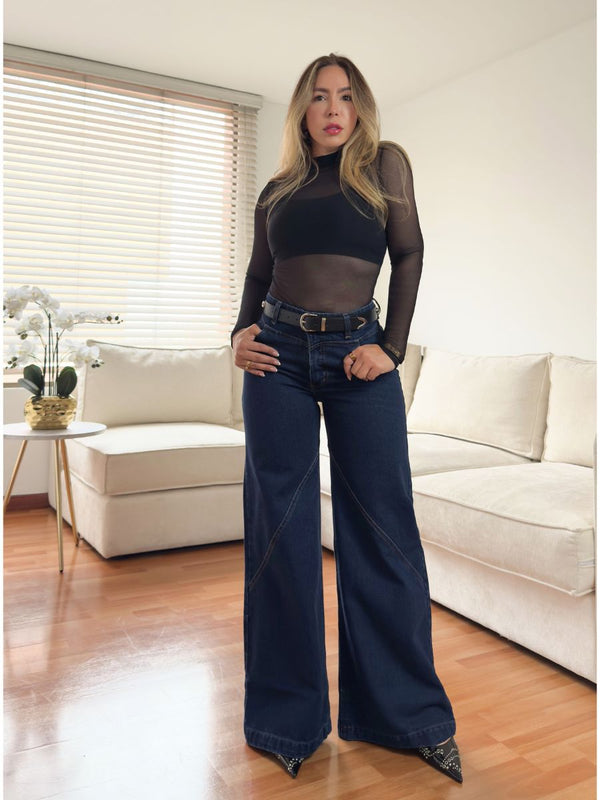 Jeans Palazzo Zara Azul Oscuro