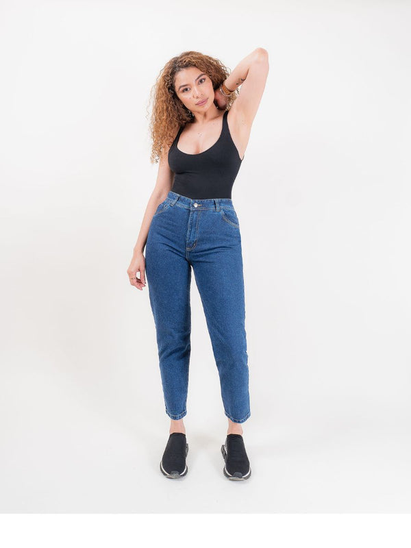 Jean Mom Fit Azul Medio Samblast