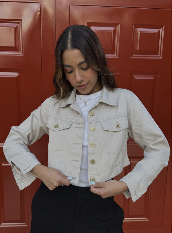 Chaqueta Torera en Drill Beige