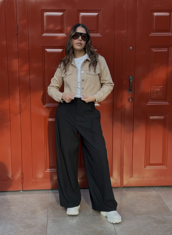 Chaqueta Torera en Drill Camel