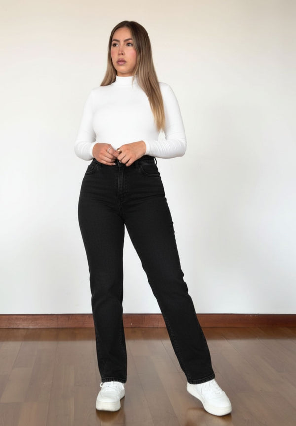 Jeans Straight Leg Negro
