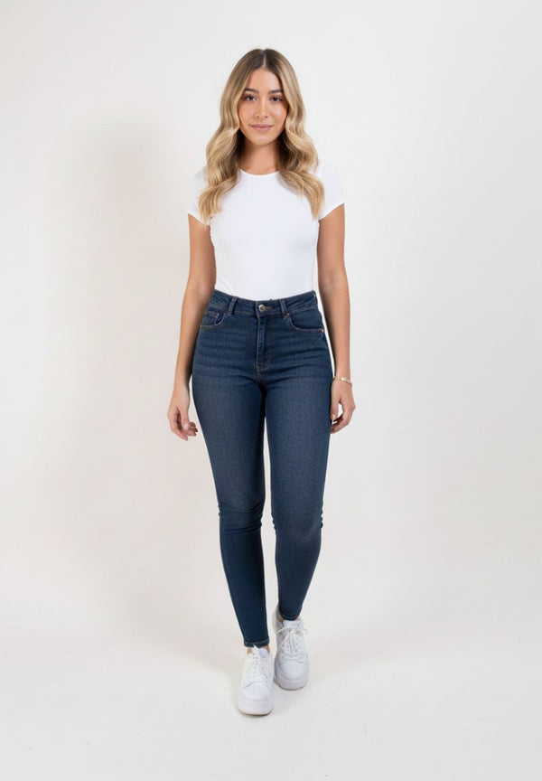 Jeans Skinny Americano Azul Oscuro Matizado